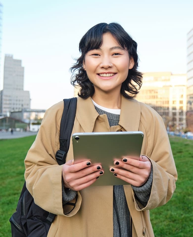 Student holding tablet